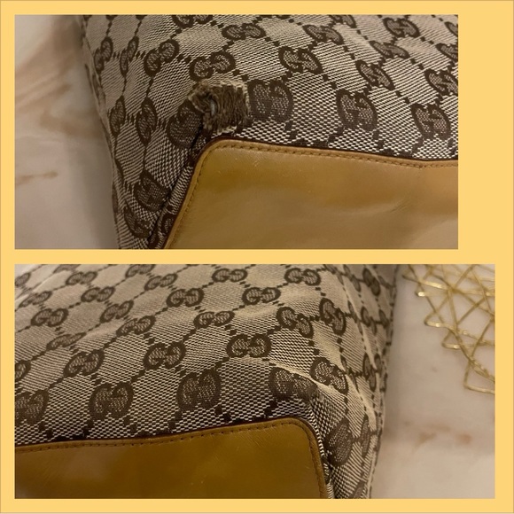 Gucci small tote canvas and mustard leather gold hardware - Picture 5 of 11